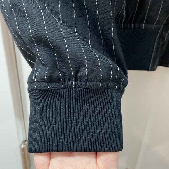 Lauren Ralph Lauren black with white pinstripes bomber EUC women's 14 🔥 wool - Picture 4 of 9